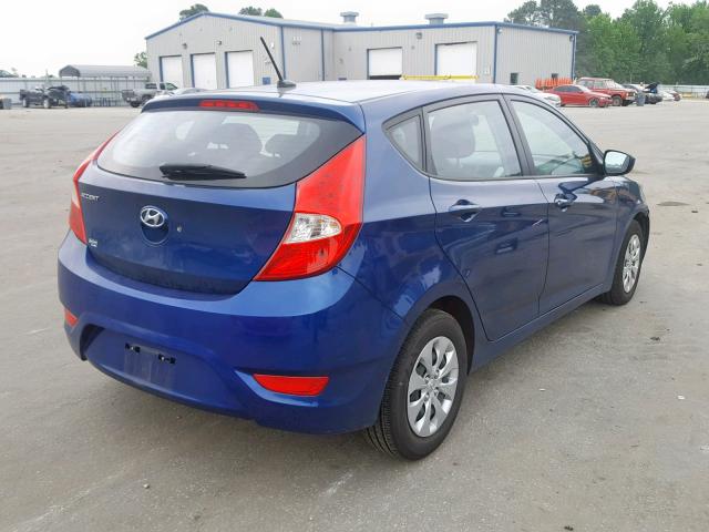 KMHCT5AEXFU225986 - 2015 HYUNDAI ACCENT GS BLUE photo 4