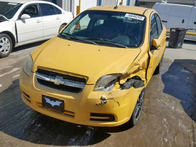 KL1TD56E39B393289 - 2009 CHEVROLET AVEO LS YELLOW photo 2