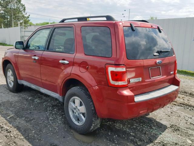 1FMCU93779KC48287 - 2009 FORD ESCAPE XLT BURGUNDY photo 3