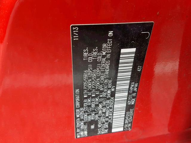 JTLZE4FEXEJ050204 - 2014 TOYOTA SCION XB 红色 照片 10