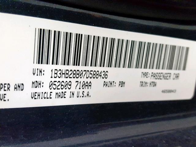 1B3HB28B07D588436 - 2007 DODGE CALIBER BLUE photo 10