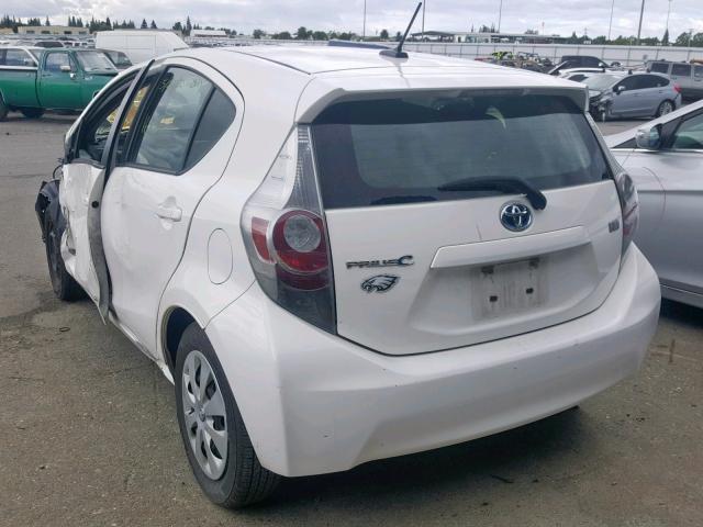 JTDKDTB35C1003285 - 2012 TOYOTA PRIUS C WHITE photo 3