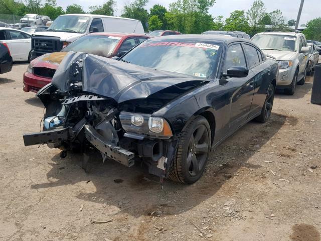 2C3CDXHG3EH180450 - 2014 DODGE CHARGER SX BLACK photo 2