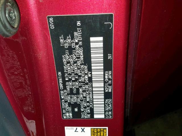 JTLKT334864108193 - 2006 TOYOTA SCION XB 栗色 照片 10
