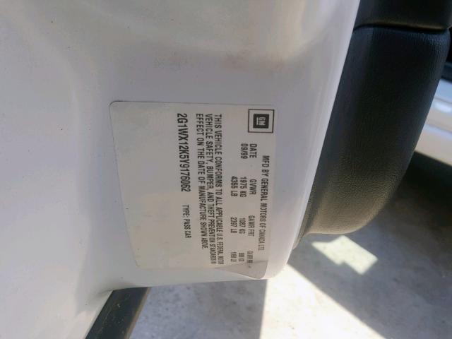 2G1WX12K5Y9176062 - 2000 CHEVROLET MONTE CARL 白色 照片 10