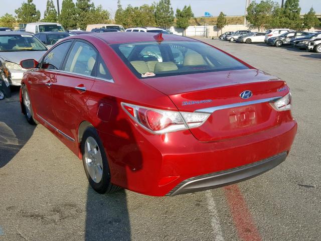 KMHEC4A45CA029364 - 2012 HYUNDAI SONATA HYB RED photo 3