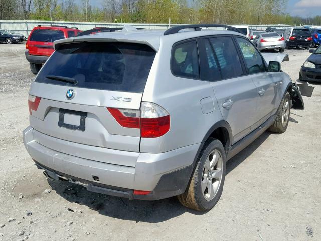 WBXPC93407WJ00828 - 2007 BMW X3 3.0SI SILVER photo 4