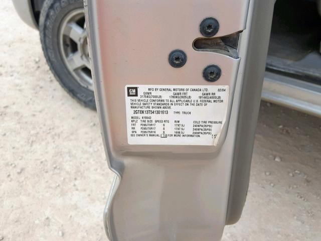 2GTEK13T541301613 - 2004 GMC NEW SIERRA SILVER photo 10