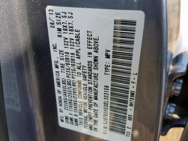 5J8TB3H50EL003156 - 2014 ACURA RDX TECHNO BLUE photo 10