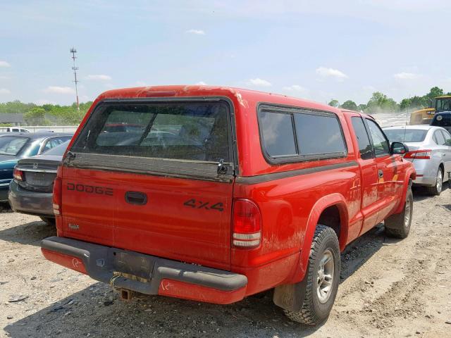 1B7GG22Y5XS114115 - 1999 DODGE DAKOTA RED photo 4