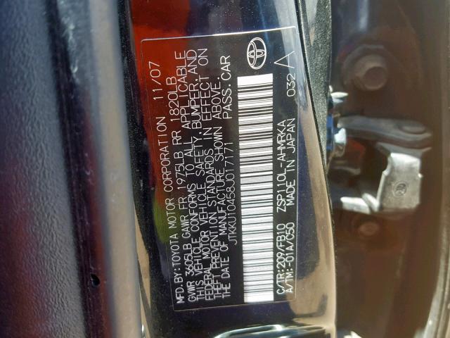 JTKKU10458J017171 - 2008 SCION XD BLACK photo 10