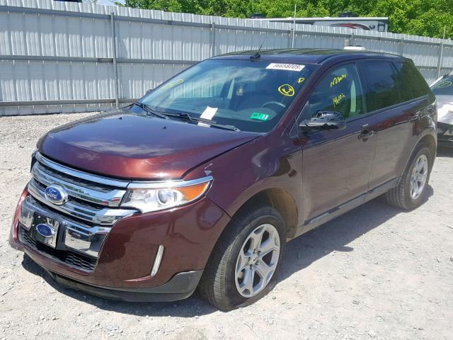 2FMDK4JC4CBA37076 - 2012 FORD EDGE SEL MAROON photo 2