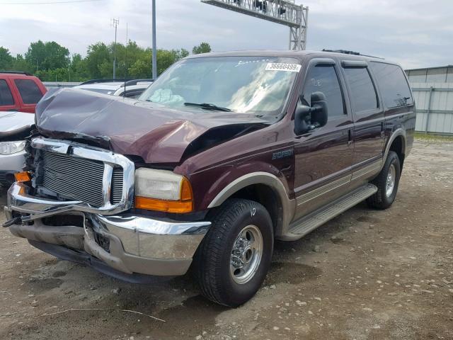 1FMNU43SXYED63995 - 2000 FORD EXCURSION MAROON photo 2