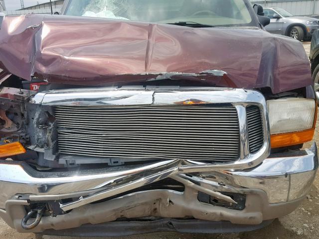 1FMNU43SXYED63995 - 2000 FORD EXCURSION MAROON photo 7