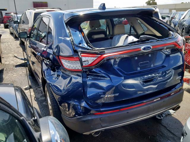 2FMPK4J8XHBC27173 - 2017 FORD EDGE SEL BLUE photo 3