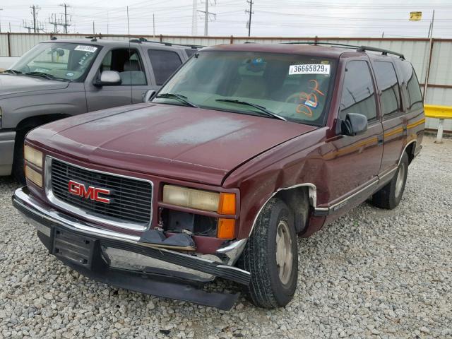 1GKEC13R3XJ701802 - 1999 GMC YUKON MAROON photo 2