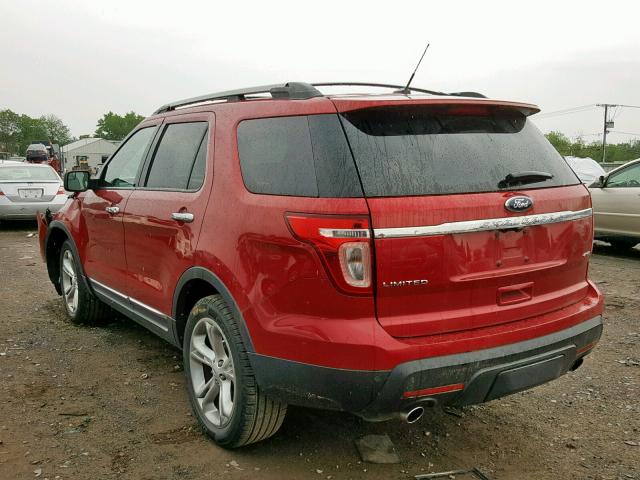 1FMHK8F85CGA98085 - 2012 FORD EXPLORER L RED photo 3