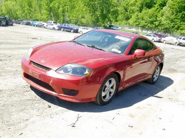 KMHHM65D85U158880 - 2005 HYUNDAI TIBURON RED photo 2