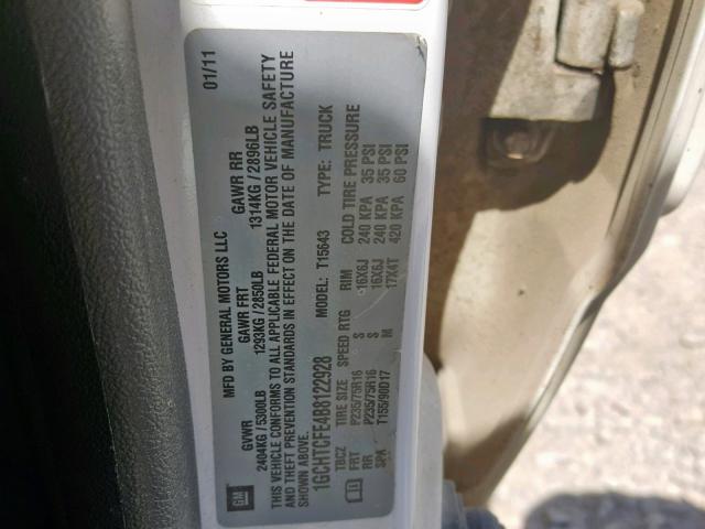 1GCHTCFE4B8122928 - 2011 CHEVROLET COLORADO L WHITE photo 10