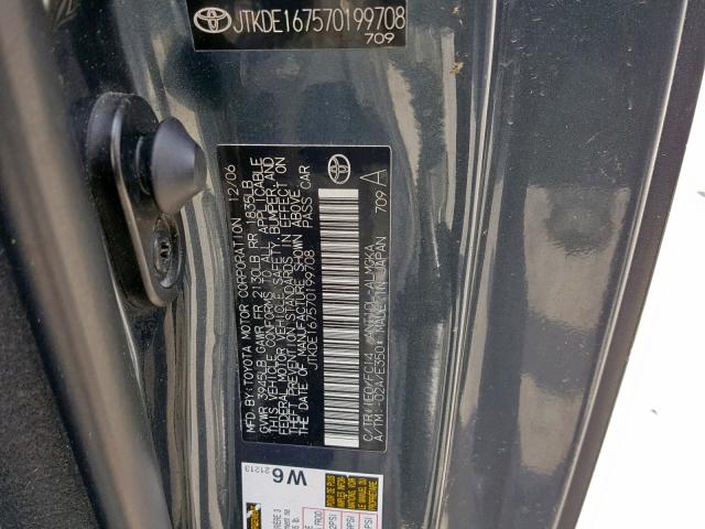 JTKDE167570199708 - 2007 TOYOTA SCION TC GRAY photo 10