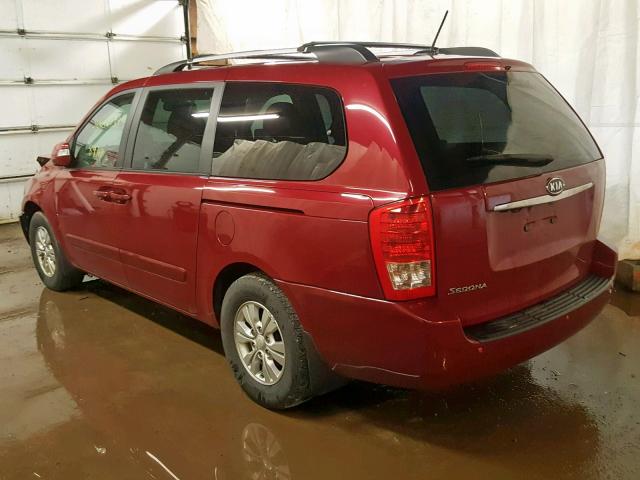 KNDMG4C74C6504193 - 2012 KIA SEDONA LX RED photo 3