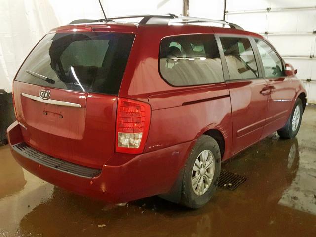 KNDMG4C74C6504193 - 2012 KIA SEDONA LX RED photo 4