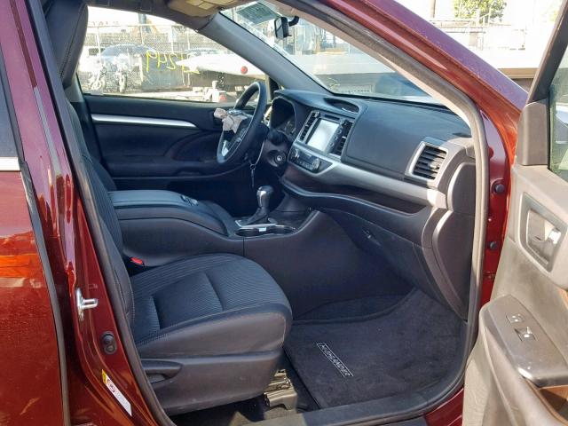5TDZKRFH2GS163940 - 2016 TOYOTA HIGHLANDER BURGUNDY photo 5