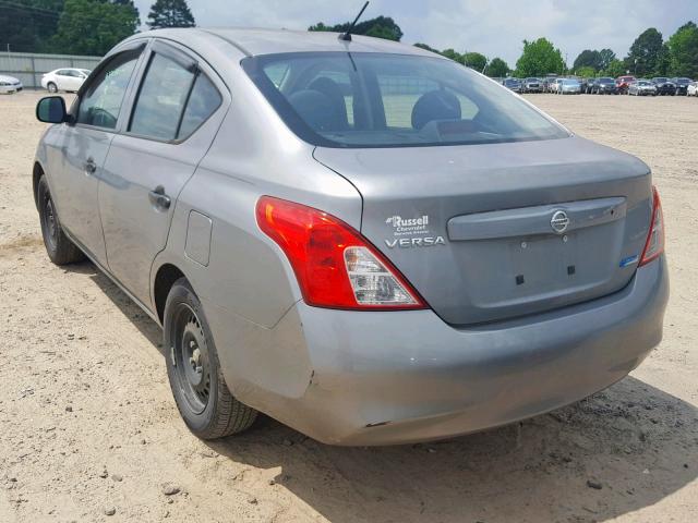 3N1CN7AP7EL828675 - 2014 NISSAN VERSA S GRAY photo 3