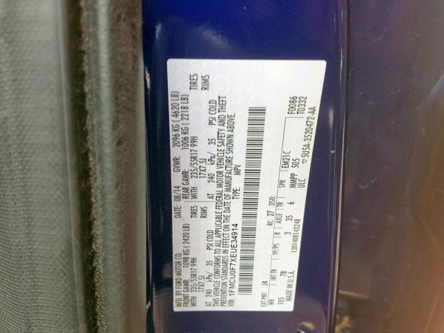 1FMCU0F7XEUE34914 - 2014 FORD ESCAPE S BLUE photo 10