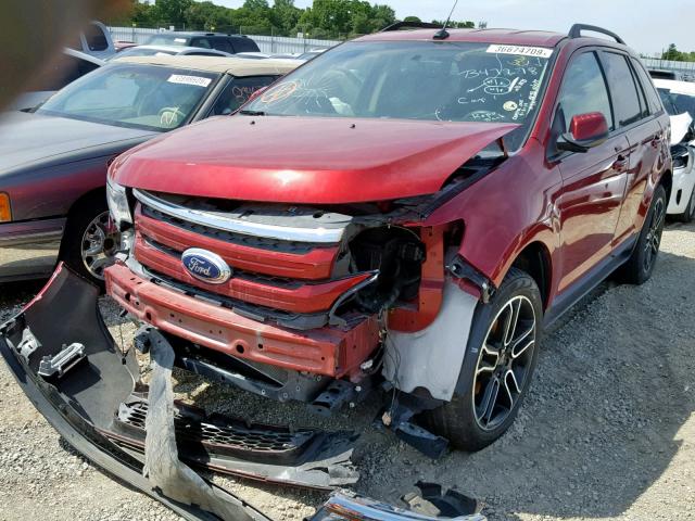 2FMDK3J95EBB47278 - 2014 FORD EDGE SEL RED photo 2