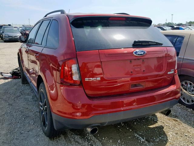 2FMDK3J95EBB47278 - 2014 FORD EDGE SEL RED photo 3