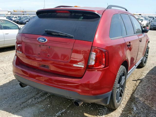 2FMDK3J95EBB47278 - 2014 FORD EDGE SEL RED photo 4