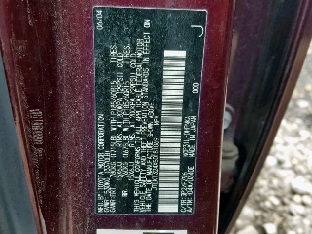 JTLKT324X50181069 - 2005 TOYOTA SCION XB 勃艮第红 照片 10