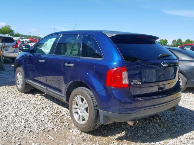 2FMDK3GC9BBA69425 - 2011 FORD EDGE SE BLUE photo 3