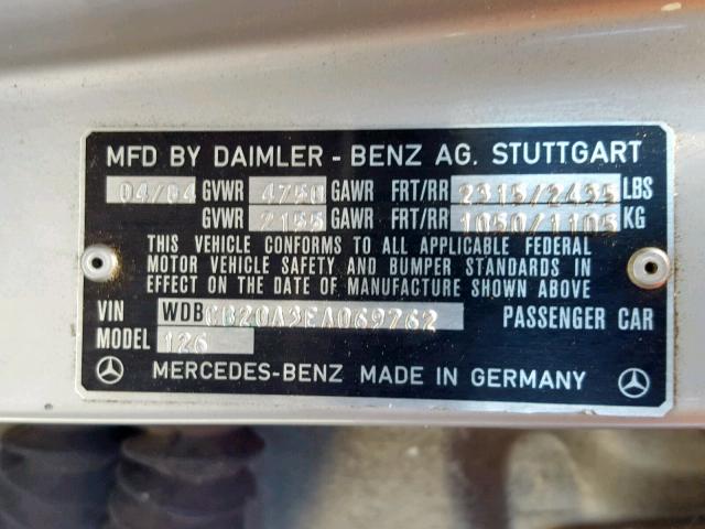 WDBCB20A3EA069762 - 1984 MERCEDES-BENZ 300 SD SILVER photo 10