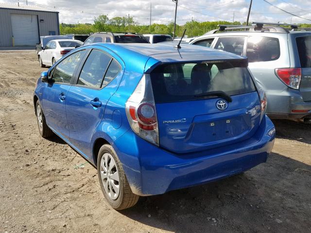 JTDKDTB39E1082639 - 2014 TOYOTA PRIUS C BLUE photo 3