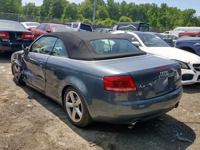 WAUDH48H67K023497 - 2007 AUDI A4 3.2 CAB GRAY photo 3