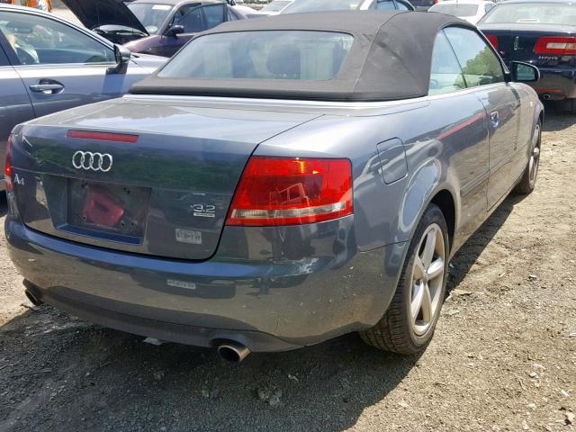 WAUDH48H67K023497 - 2007 AUDI A4 3.2 CAB GRAY photo 4