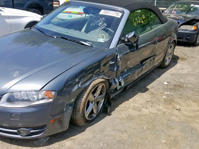 WAUDH48H67K023497 - 2007 AUDI A4 3.2 CAB GRAY photo 9