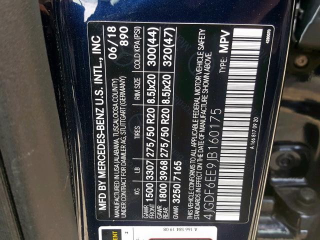 4JGDF6EE9JB160175 - 2018 MERCEDES-BENZ GLS 450 4M BLUE photo 10