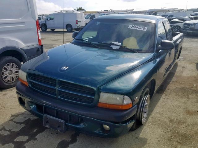 1B7GL23YXVS250943 - 1997 DODGE DAKOTA GREEN photo 2