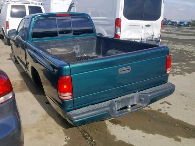 1B7GL23YXVS250943 - 1997 DODGE DAKOTA GREEN photo 3