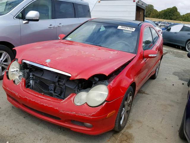 WDBRN47J02A360265 - 2002 MERCEDES-BENZ C 230K SPO RED photo 2