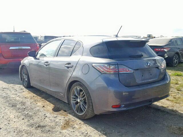 JTHKD5BHXC2069217 - 2012 LEXUS CT 200 GRAY photo 3