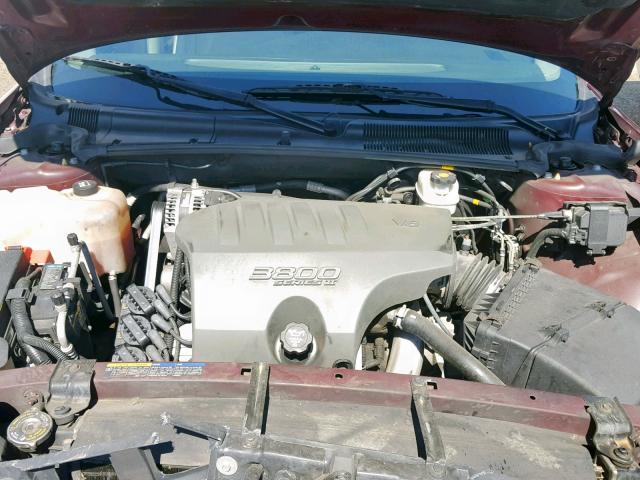 1G4HP52K444109534 - 2004 BUICK LESABRE CU BURGUNDY photo 7