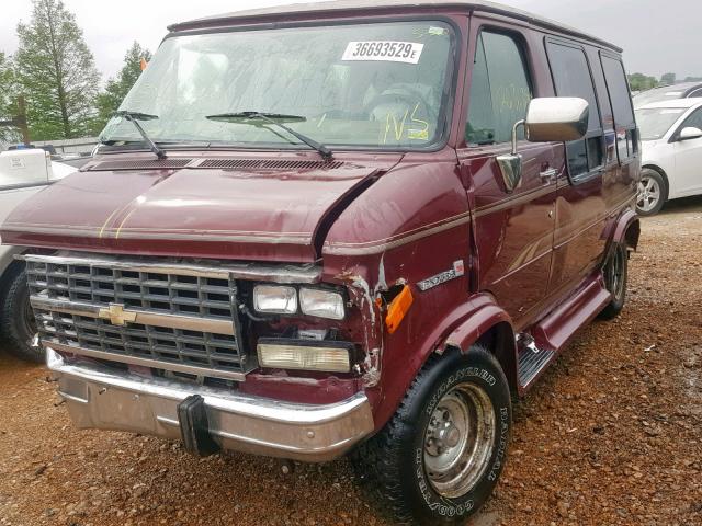 1GDEG25Z0SF540772 - 1995 GMC RALLY WAGO BURGUNDY photo 2