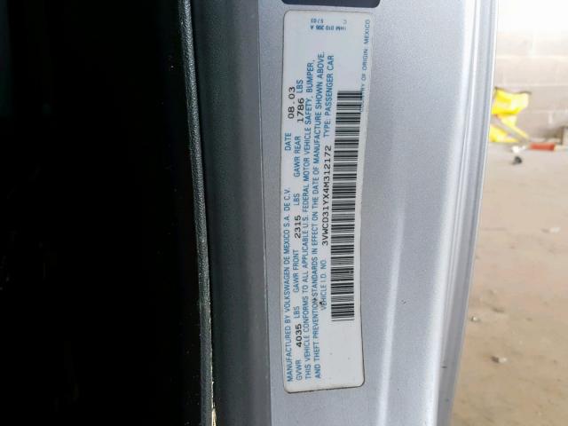 3VWCD31YX4M312172 - 2004 VOLKSWAGEN NEW BEETLE Gümüş foto 10