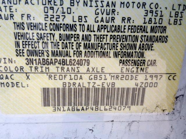 3N1AB6AP4BL624079 - 2011 NISSAN SENTRA 2.0 WHITE photo 10