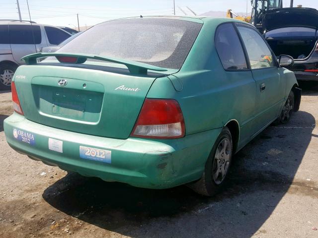 KMHCG35C41U090823 - 2001 HYUNDAI ACCENT GS GREEN photo 4