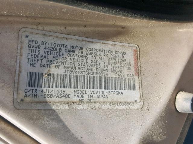 JT8VK13T6N0059054 - 1992 LEXUS ES 300 SILVER photo 10